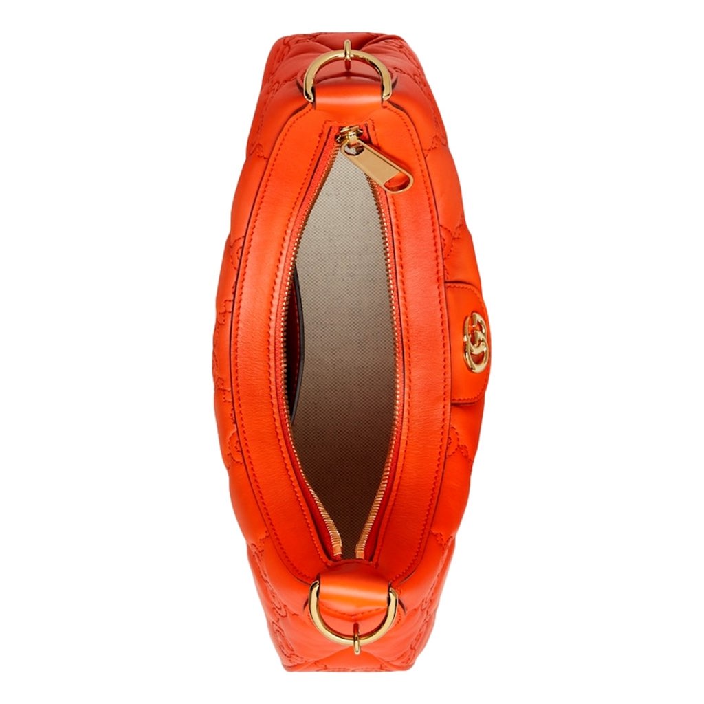 Gucci Gucci GG Quilted Matelass√© Leather Small Shoulder Handbag In Orange - Detail 2