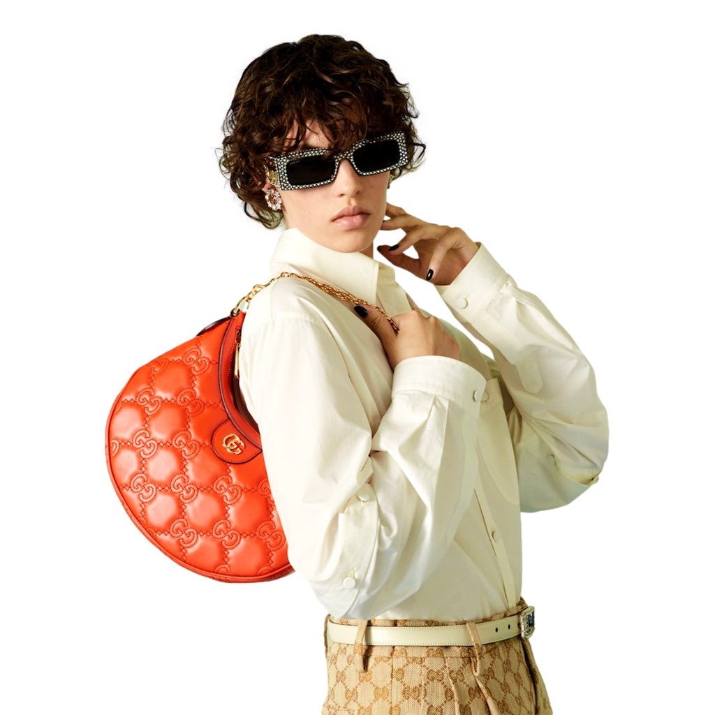 Gucci Gucci GG Quilted Matelass√© Leather Small Shoulder Handbag In Orange - Image 12