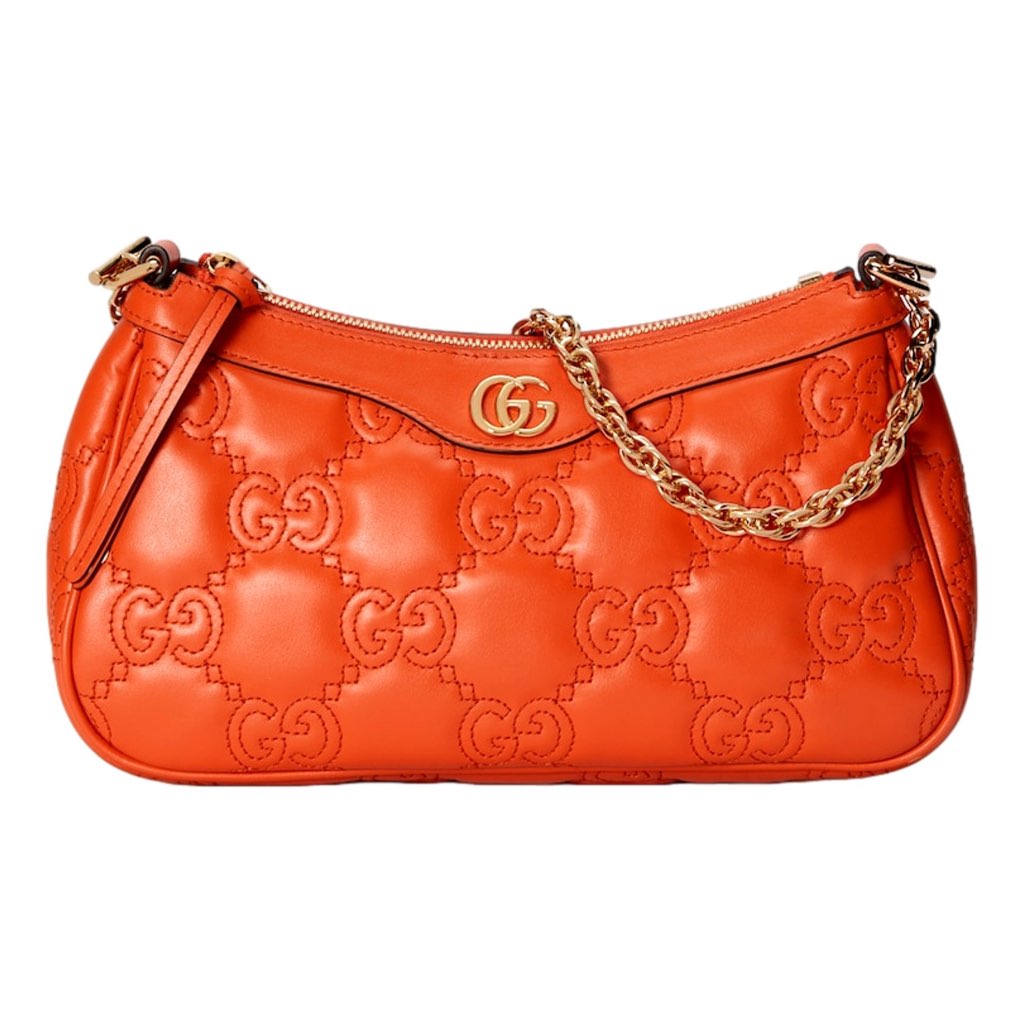 Gucci Gucci GG Quilted Matelass√© Leather Mini Shoulder Bag In Orange