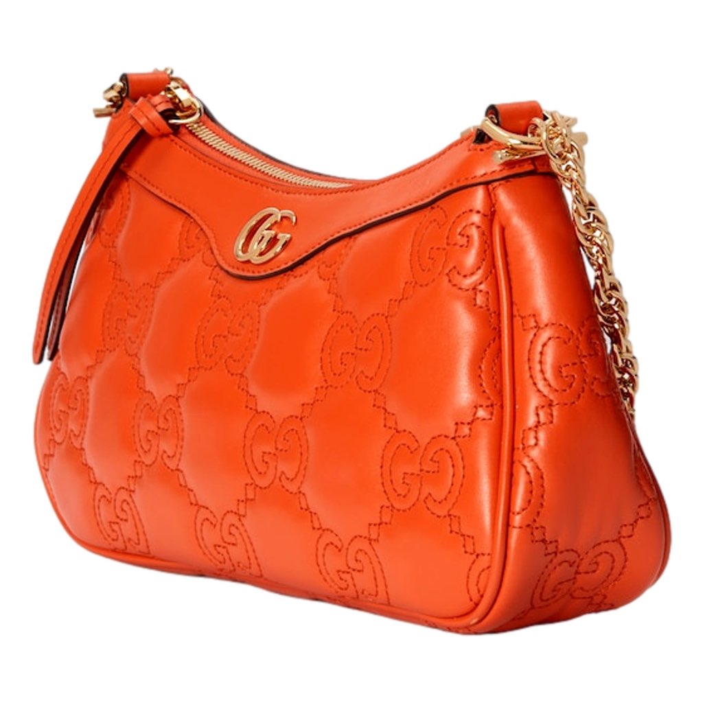 Gucci Gucci GG Quilted Matelass√© Leather Mini Shoulder Bag In Orange - Back view