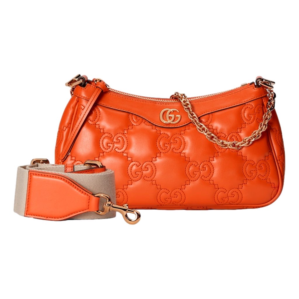 Gucci Gucci GG Quilted Matelass√© Leather Mini Shoulder Bag In Orange - Image 6