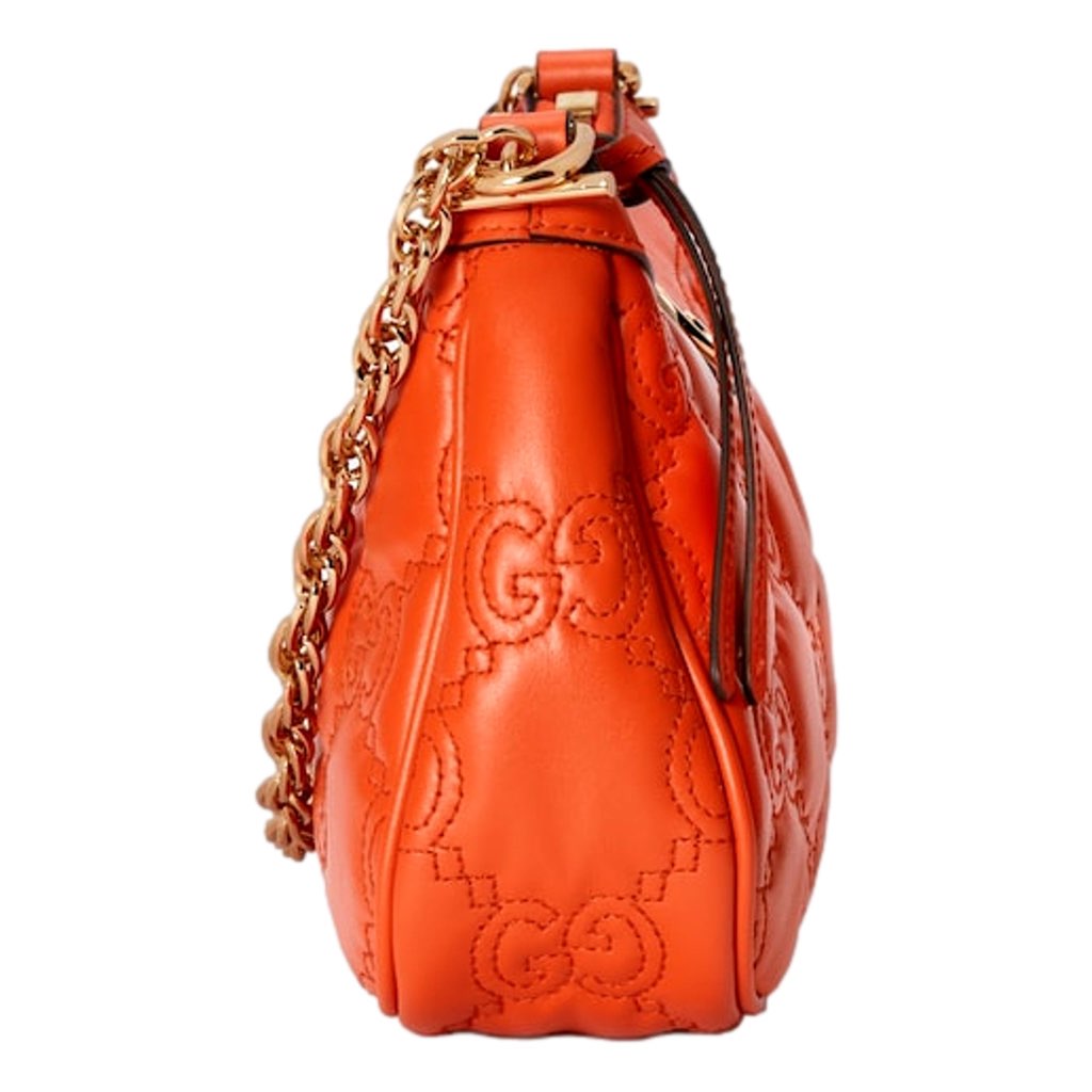 Gucci Gucci GG Quilted Matelass√© Leather Mini Shoulder Bag In Orange - Side view