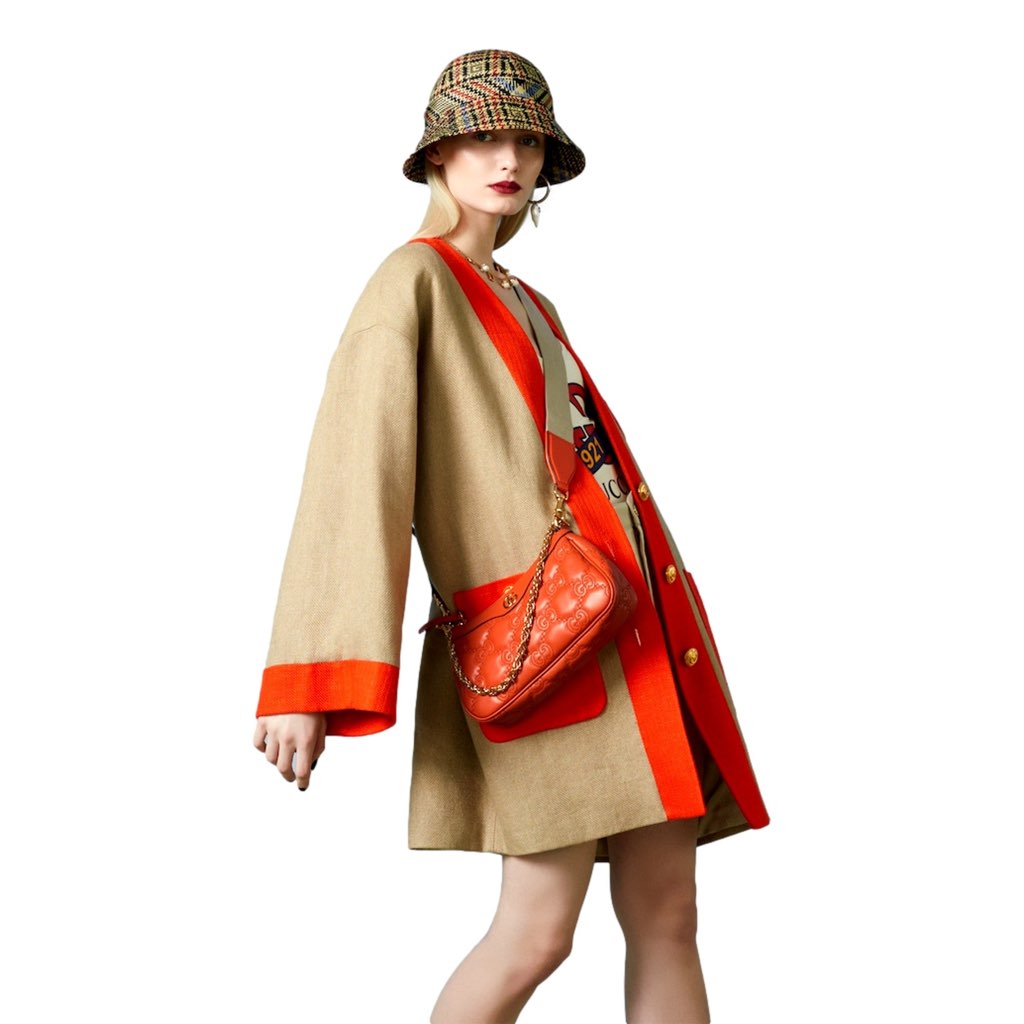 Gucci Gucci GG Quilted Matelass√© Leather Mini Shoulder Bag In Orange - Image 12