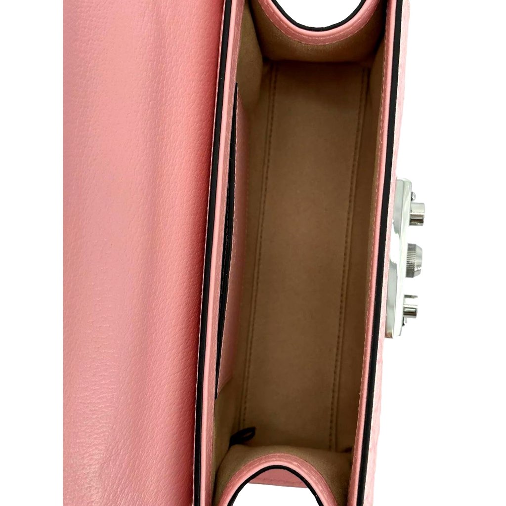 Gucci Gucci Pink GG Supreme Leather Padlock Chain Small Handbag Pink - Image 15