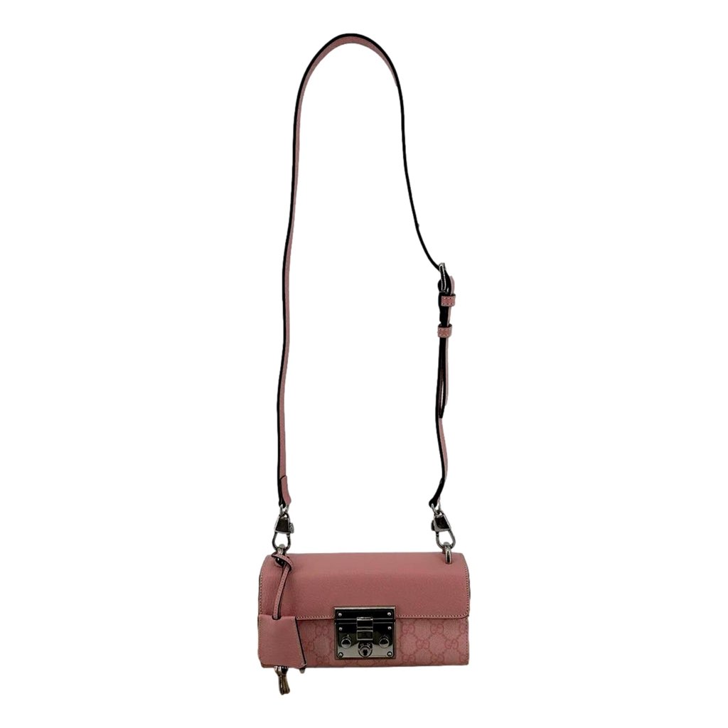 Gucci Gucci Pink GG Supreme Leather Padlock Chain Small Handbag Pink - Image 10