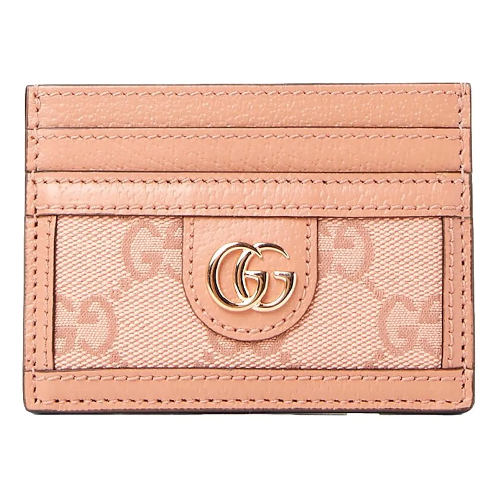 Gucci Womens Ophidia Pink Canvas and Leather GG Card Holder Pink Canvas Never worn, with tag - Front View