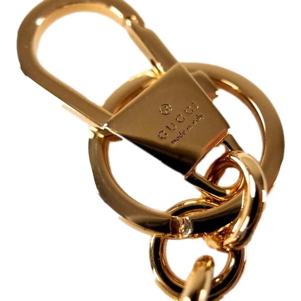 Gucci Interlocking G Keychain Brass Enamel Multicolor Bag Charm Gold Never worn, with tag - Model View