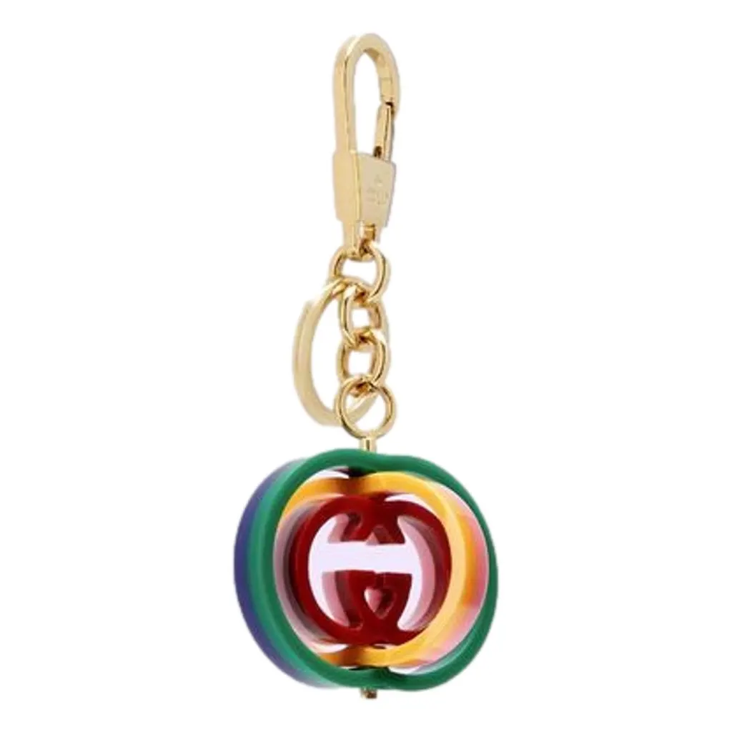 Gucci Interlocking G Rainbow Keyring Key Chain Handbag Charm Purple Never worn, with tag - Back View