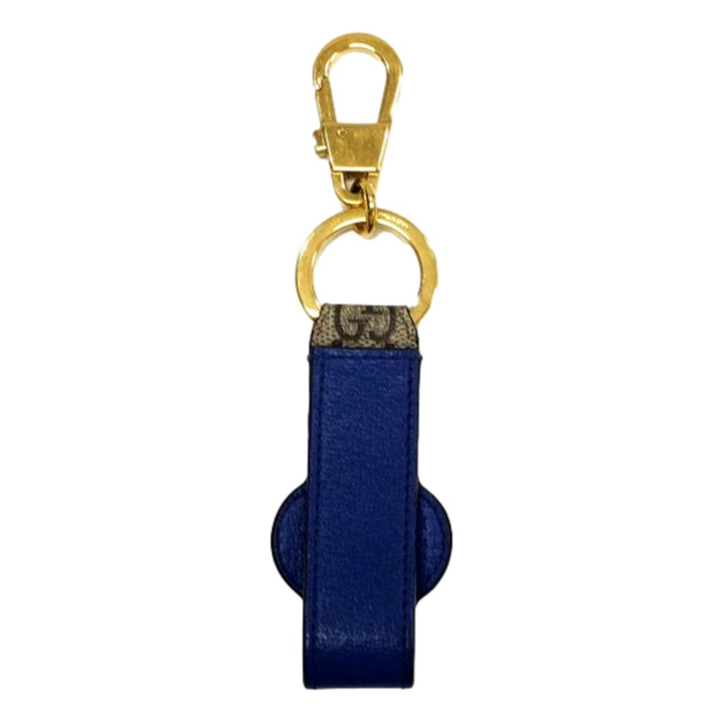 Gucci Gucci Interlocking GG Supreme Canvas and Blue Leather Keychain Charm - Back view