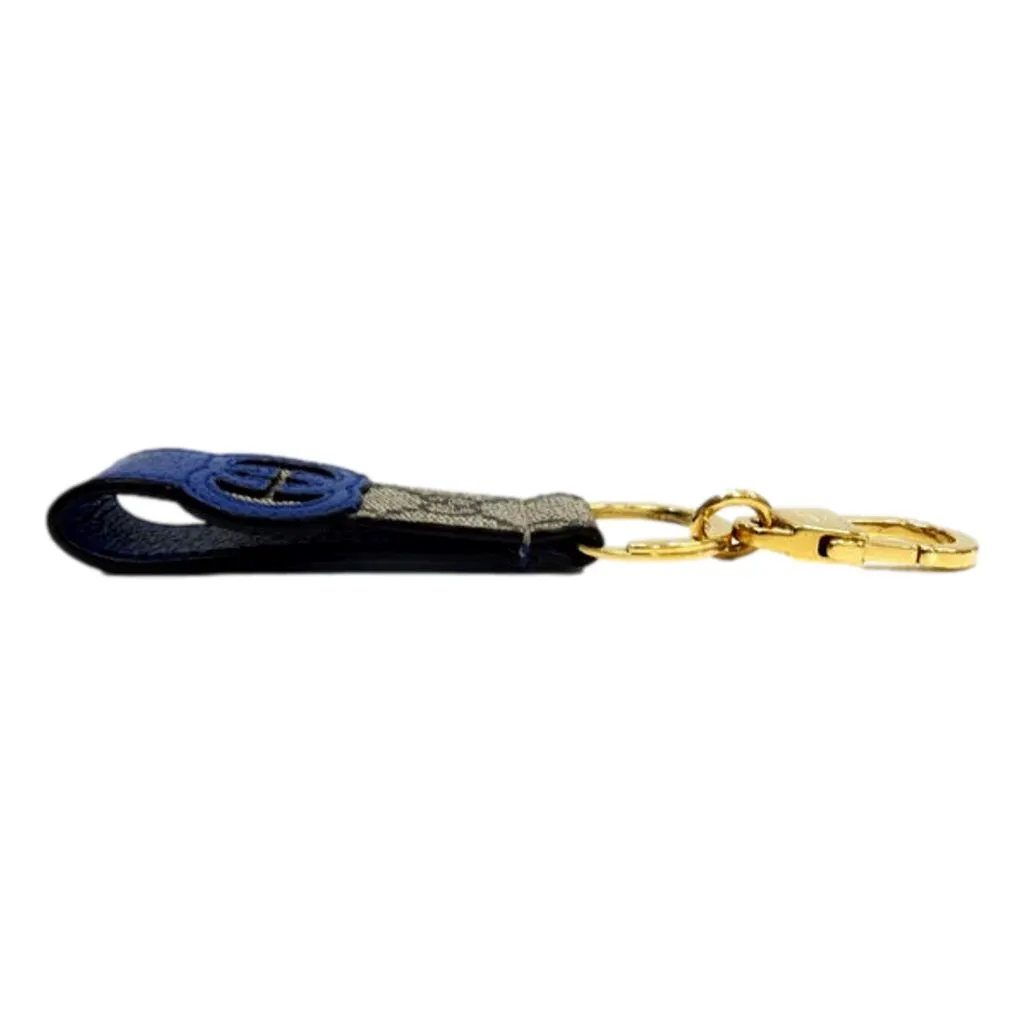Gucci Interlocking GG Supreme Canvas and Blue Leather Keychain Charm Blue Never worn, with tag - Model View