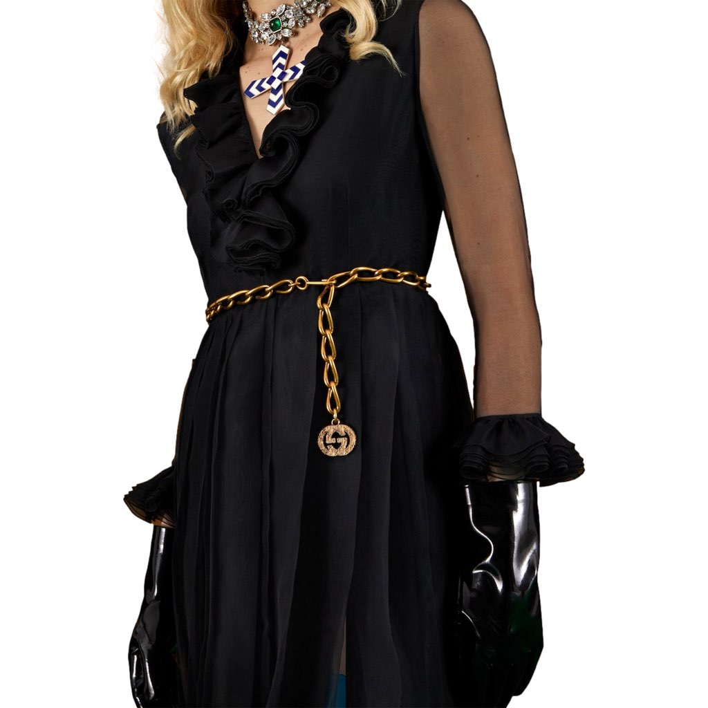 Gucci Gucci Antique Gold-Toned Metal Chain Waist Belt with Interlocking G Size 60 - Image 6