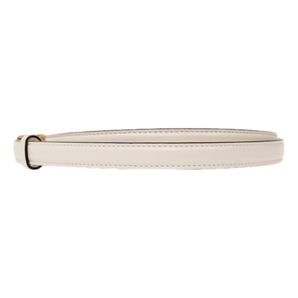 Gucci Gucci Cream Thin Leather Belt with Metal Gold Logo Lettering Size 85 - Image 6