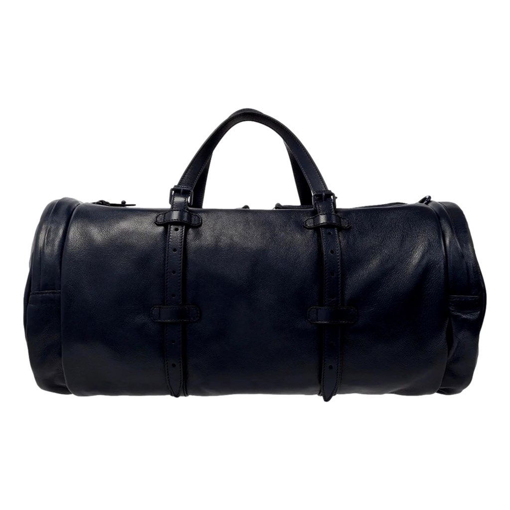 Gucci Gucci GG Logo Deep Blue Buffalo Leather Duffle Tote with Strap - Back view