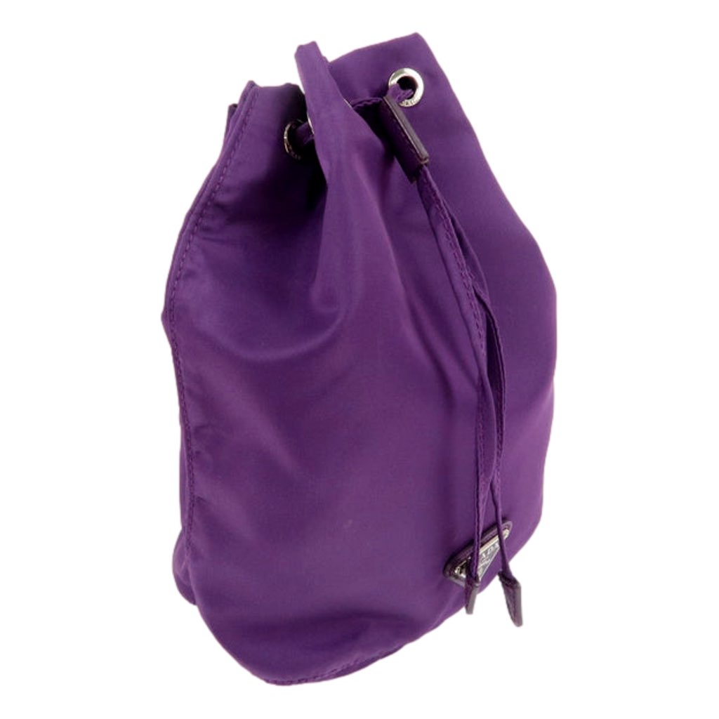 Prada Prada UVA Purple Tessuto Nylon Triangle Logo Drawstring Bucket Bag - Image 6