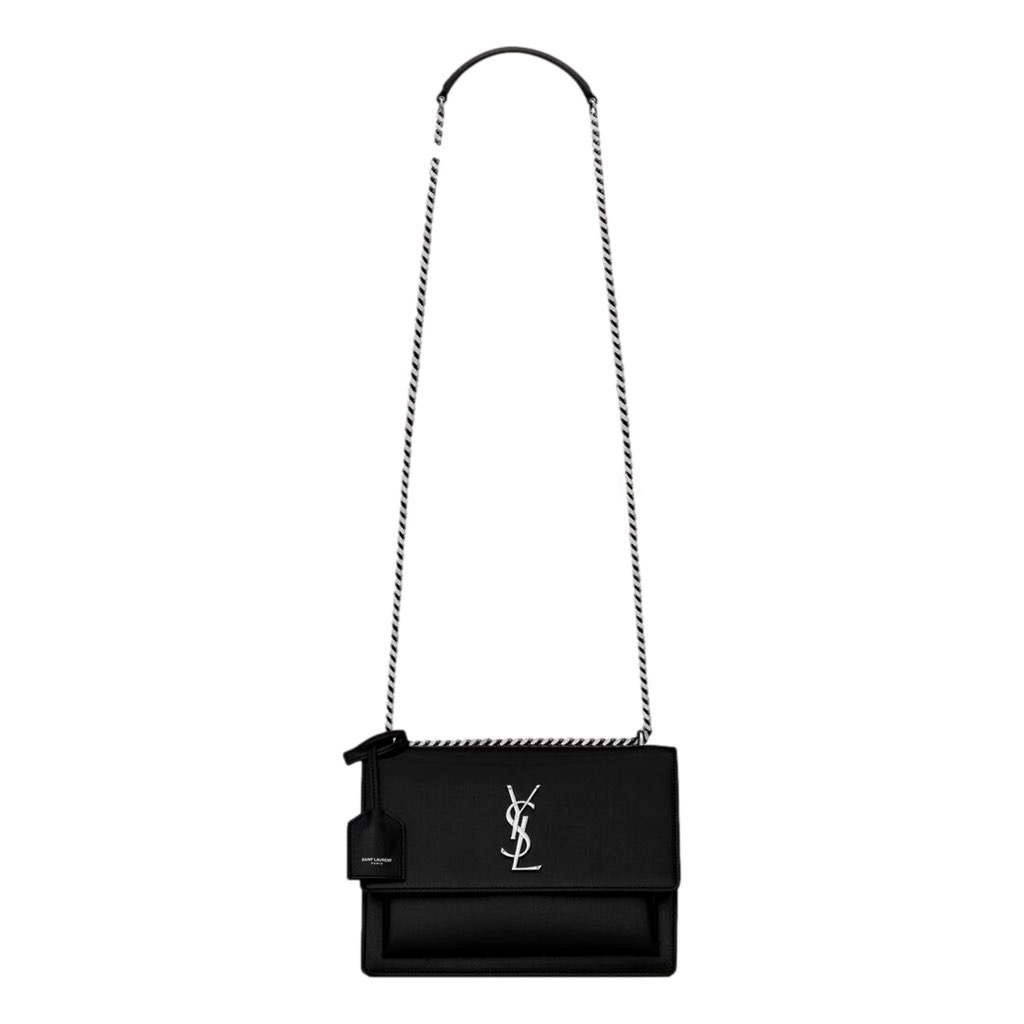 Saint Laurent Saint Laurent Sunset Black Smooth Leather Chain Strap Handbag Crossbody