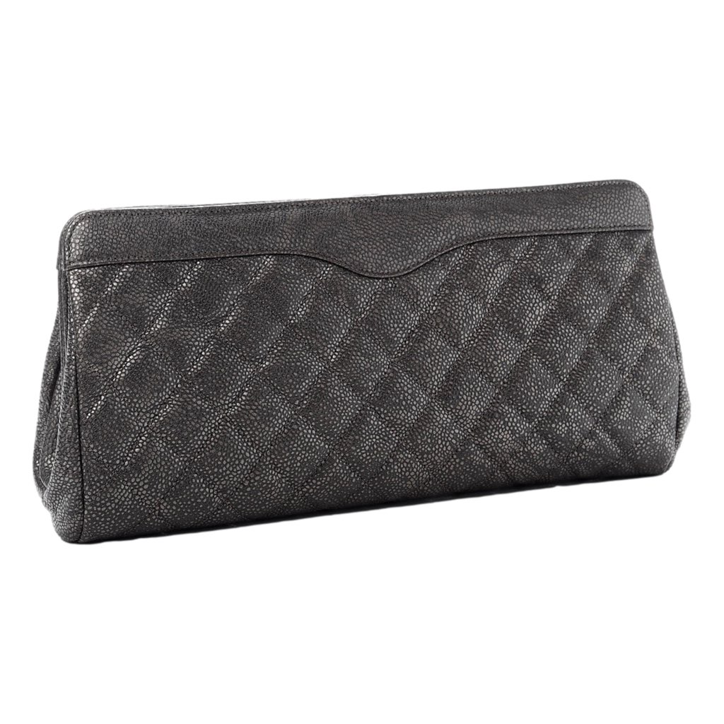 Chanel Chanel Caviar Black Leather CC Frame Medium Clutch Handbag - Back view