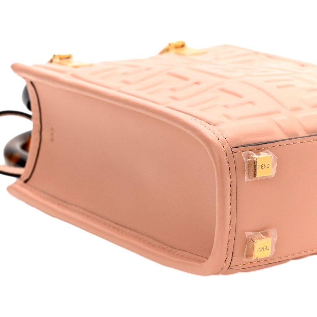 Fendi Fendi FF Zucca Leather Mini Sunshine Shopper Tote Crossbody Bag Baby Pink - Detail 2