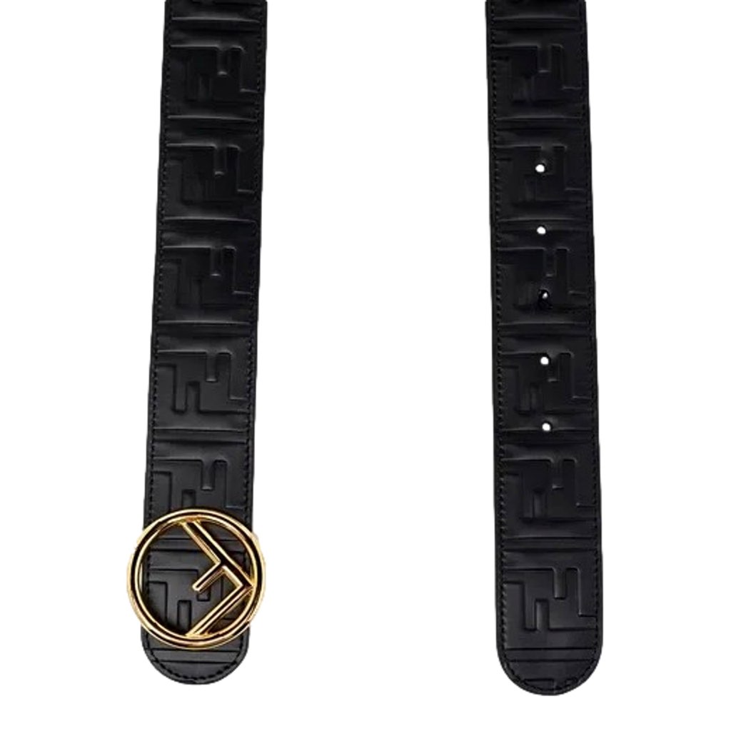 Fendi Fendi F is Fendi FF Calfskin Leather Black Embossed Belt Size 75/30 - Image 6