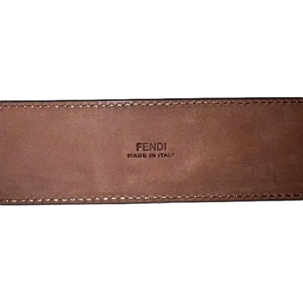 Fendi Fendi F is Fendi FF Calfskin Leather Black Embossed Belt Size 75/30 - 4