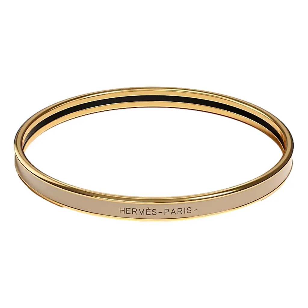 Hermès Herm√®s Beige and Gold Uni Bangle Beige Very good - Front View