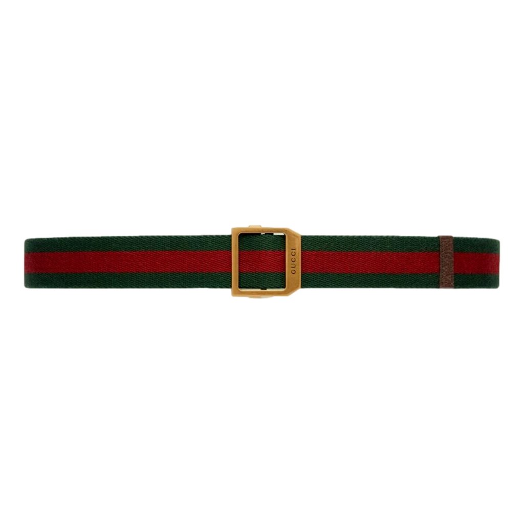 Gucci Gucci Web Stripe Red and Green Canvas Belt Size 90/36