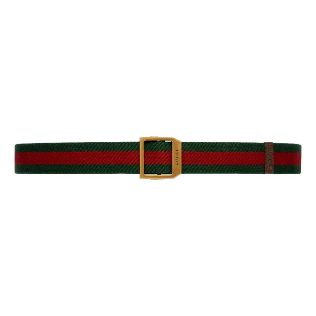 Gucci Web Stripe Red and Green Canvas Belt Size 90/36 Red Canvas Never worn, with tag - Front View