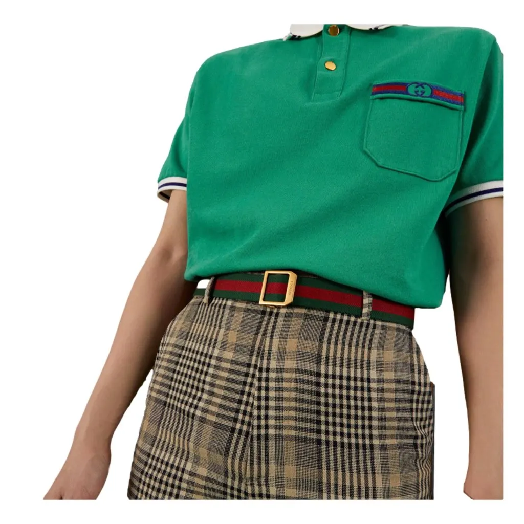 Gucci Web Stripe Red and Green Canvas Belt Size 90/36 Red Canvas Never worn, with tag - Model View