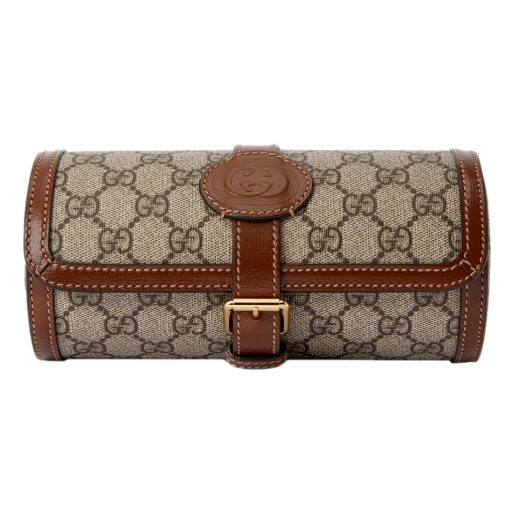 Gucci Gucci GG Supreme Canvas Leather Beige Brown Watch Case - Image 11