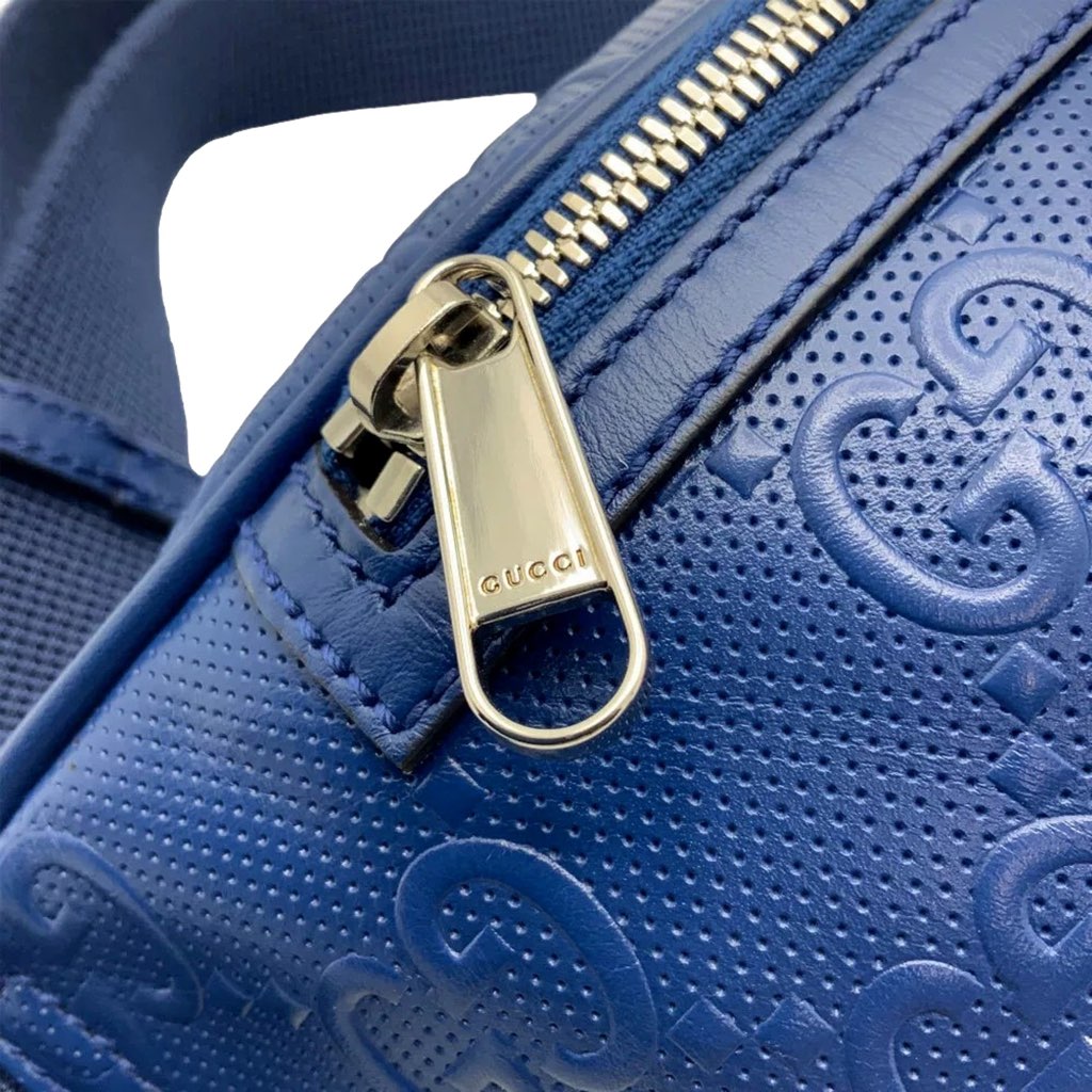 Gucci Gucci Calfskin GG Tennis Embossed Pocket Belt Bag Blue - Image 10