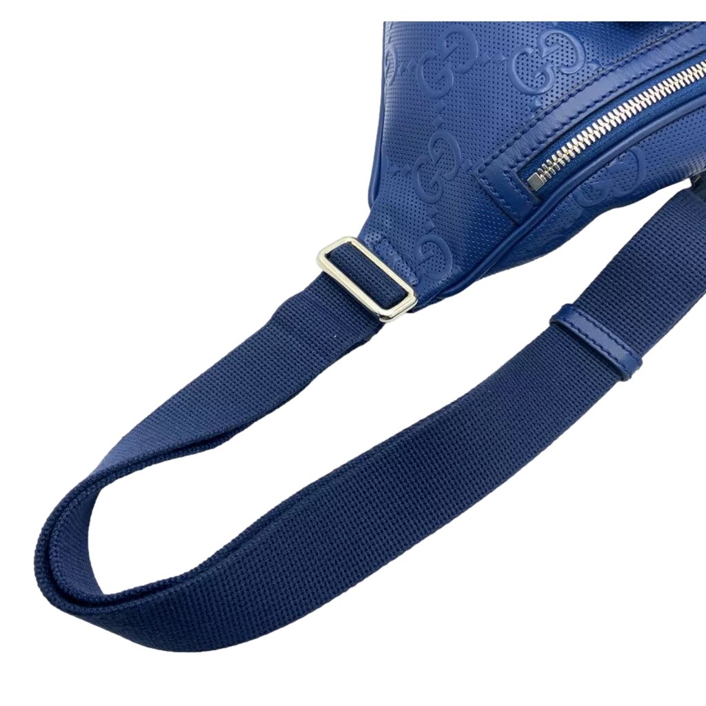 Gucci Gucci Calfskin GG Tennis Embossed Pocket Belt Bag Blue - Image 11