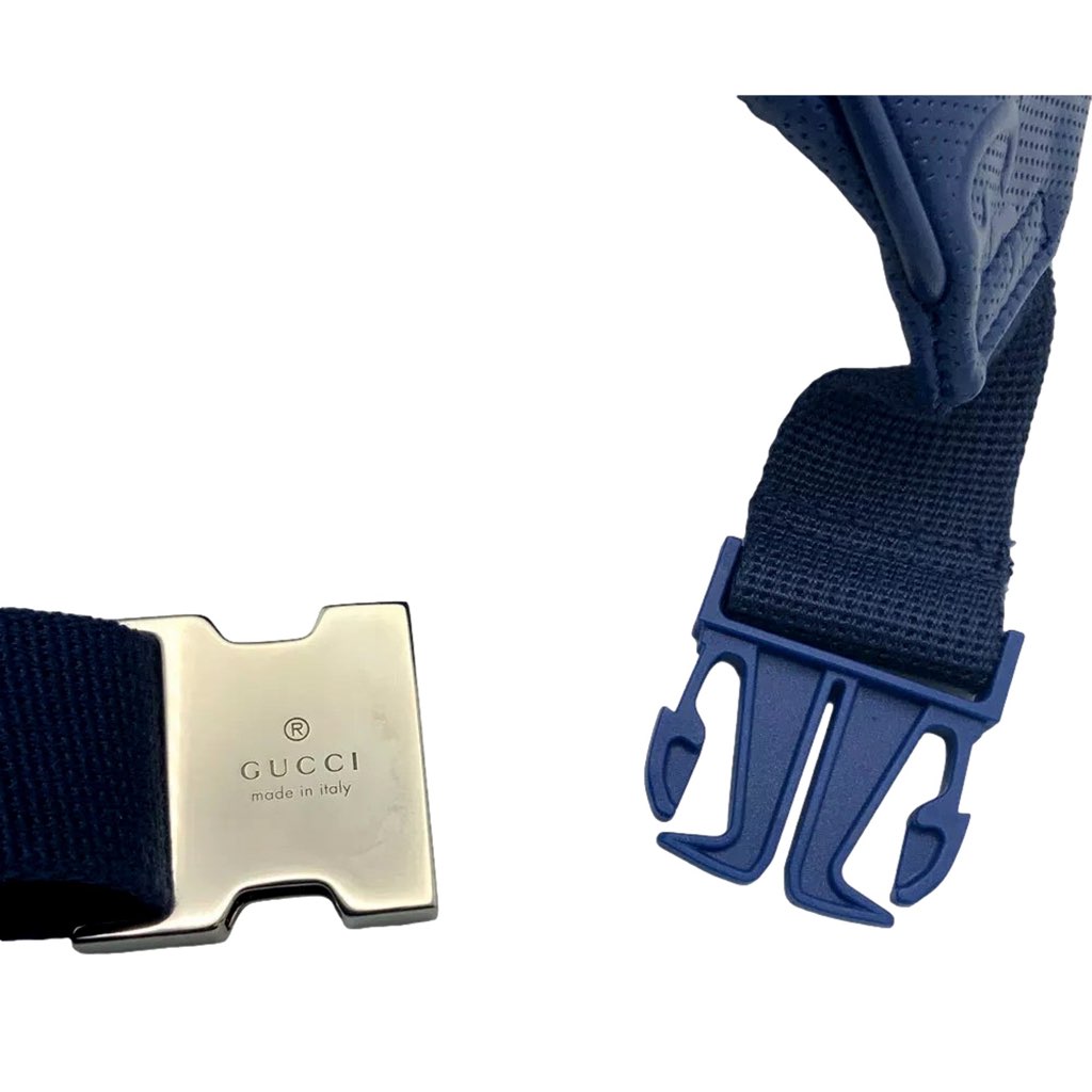 Gucci Gucci Calfskin GG Tennis Embossed Pocket Belt Bag Blue - Image 12