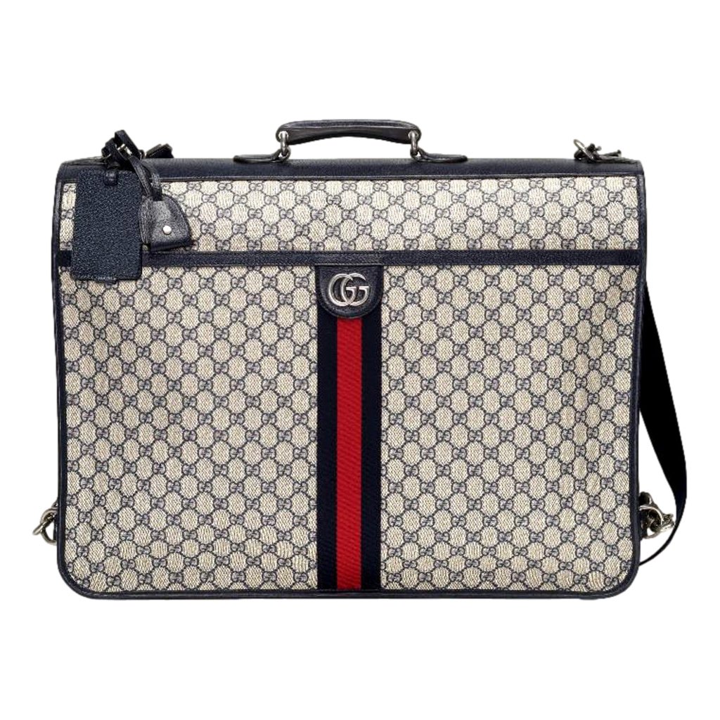Gucci Gucci GG Supreme Canvas Blue Web Stripe Leather Garment Bag - 4