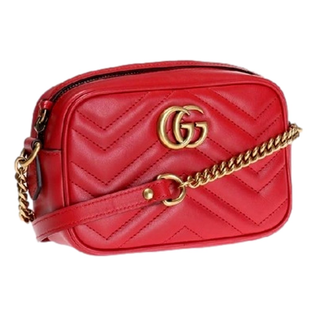 Gucci Gucci GG Marmont Matelass√© Red Leather Crossbody Mini Bag