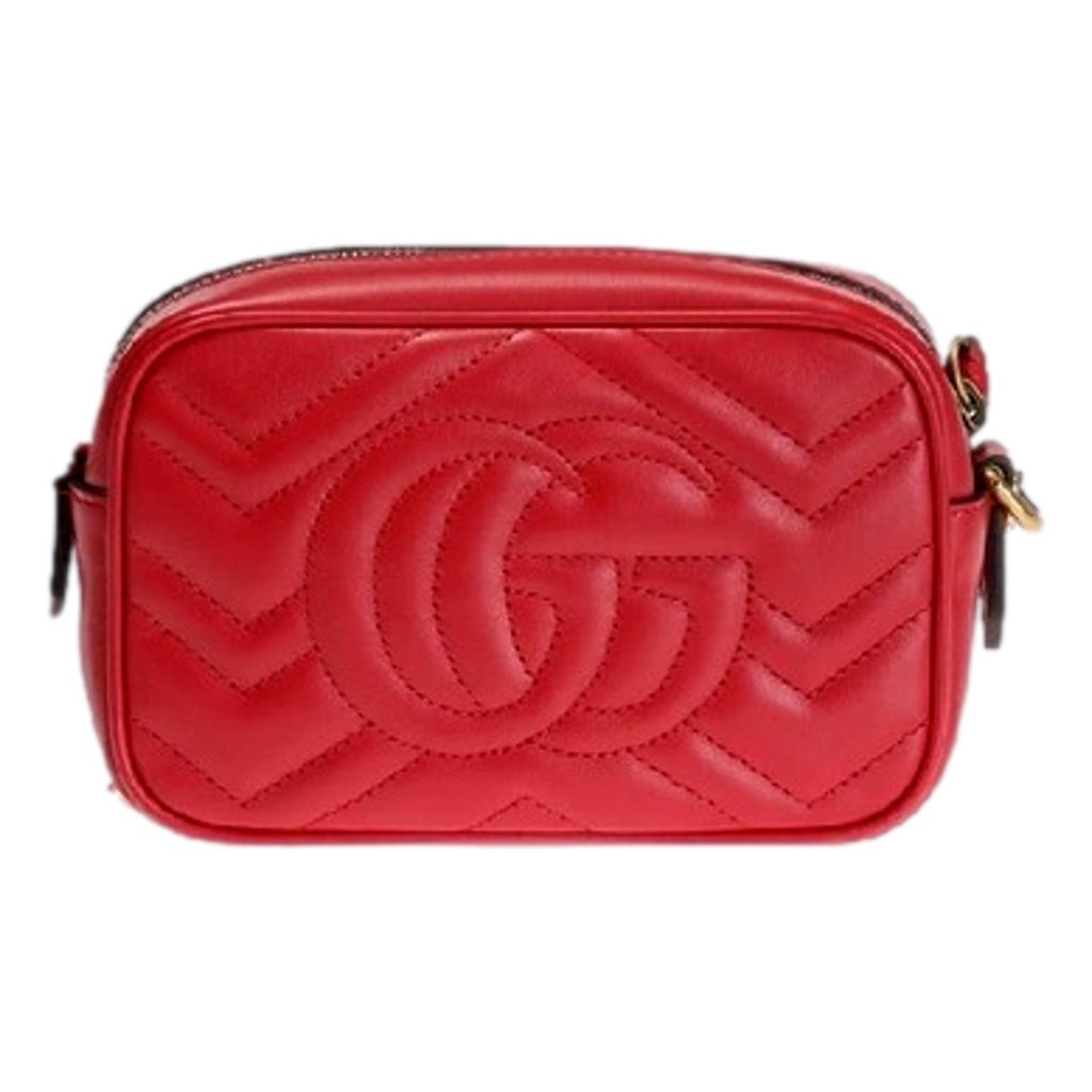 Gucci Gucci GG Marmont Matelass√© Red Leather Crossbody Mini Bag - Back view