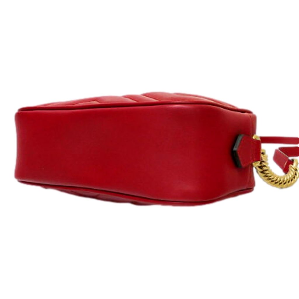 Gucci Gucci GG Marmont Matelass√© Red Leather Crossbody Mini Bag - Side view