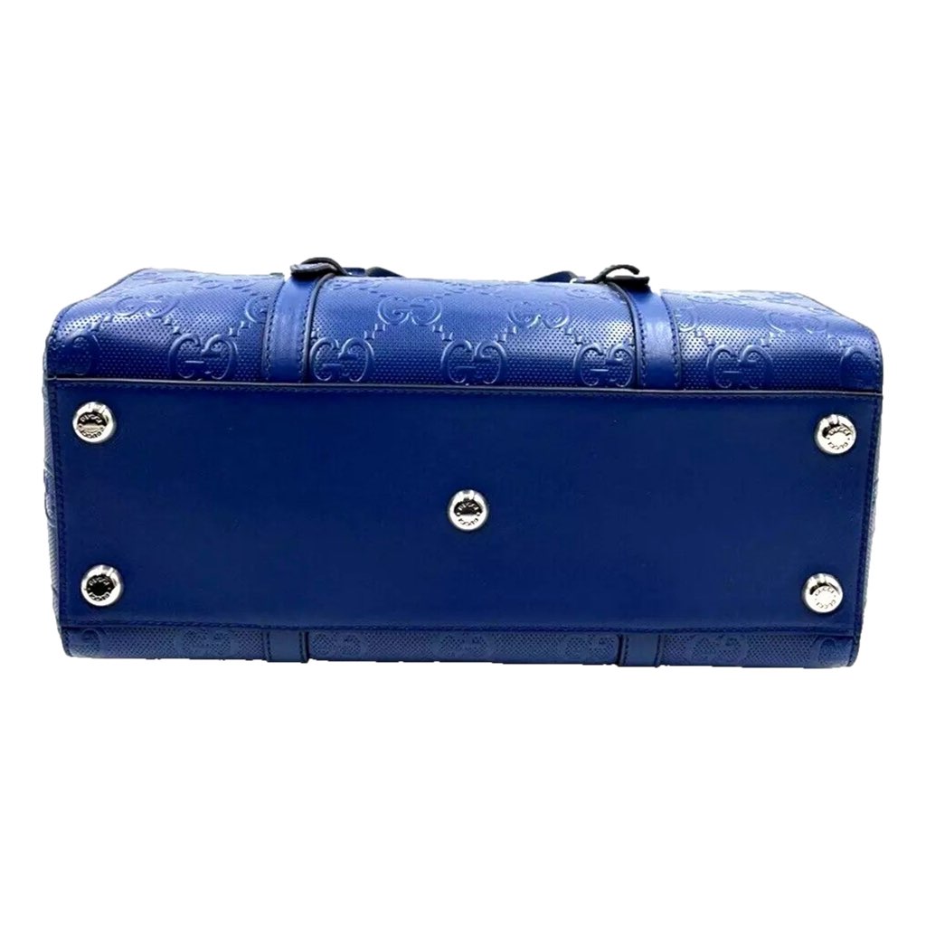 Gucci GUCCI GG Motif Tennis Embossed Top Handle Medium Tote Bag Blue - Detail 1