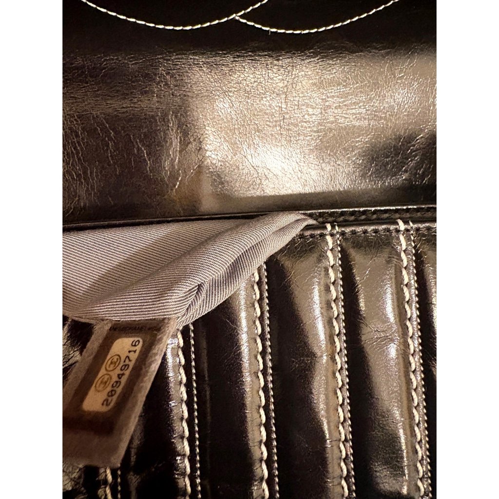 Chanel Chanel White Vertical Stitch Black Flap Bag - Image 13