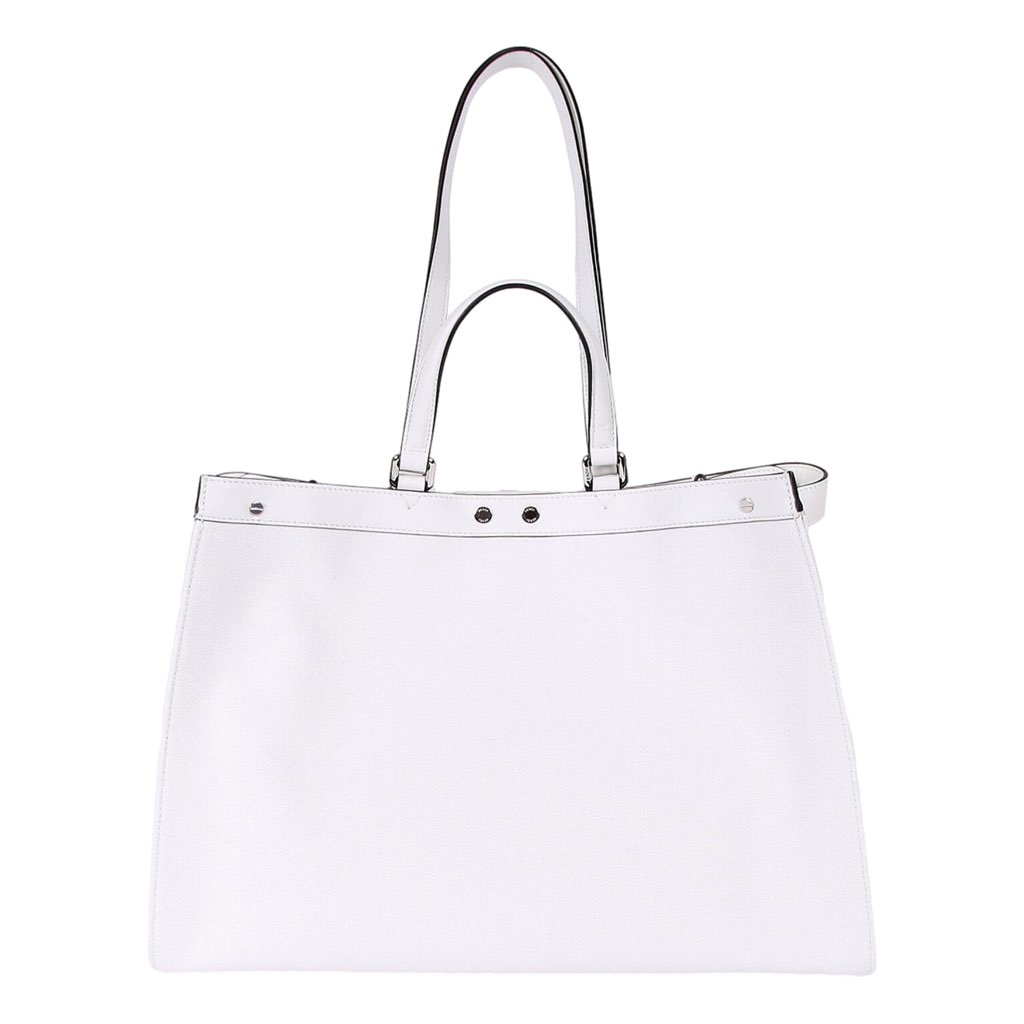 Fendi Fendi FF Canvas Leather Black and White Turn Lock X-Tote - Image 6