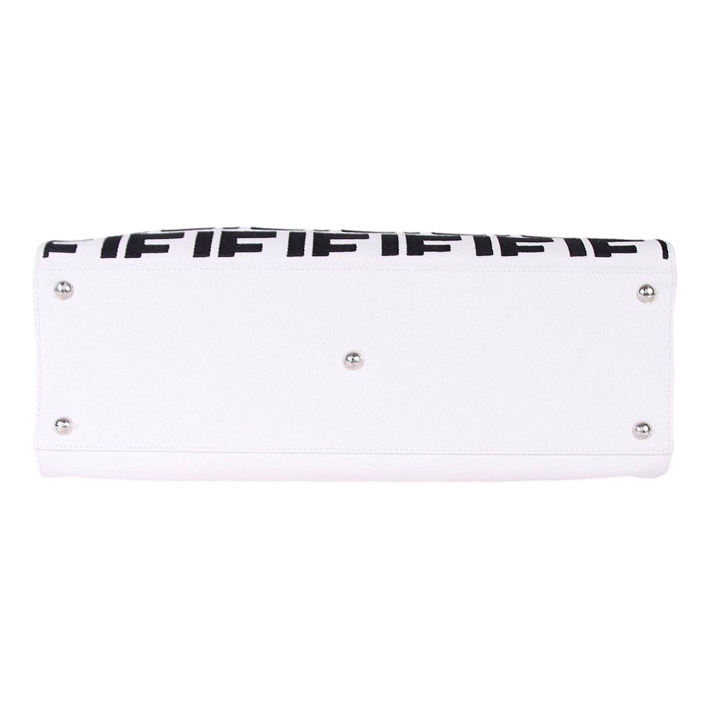 Fendi Fendi FF Canvas Leather Black and White Turn Lock X-Tote - Side view