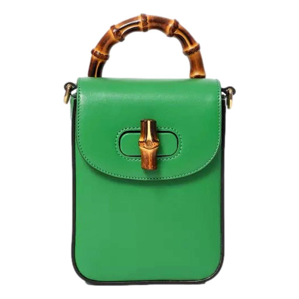 Gucci Gucci Bamboo Mini Handbag Top Handle Bag in Green Leather
