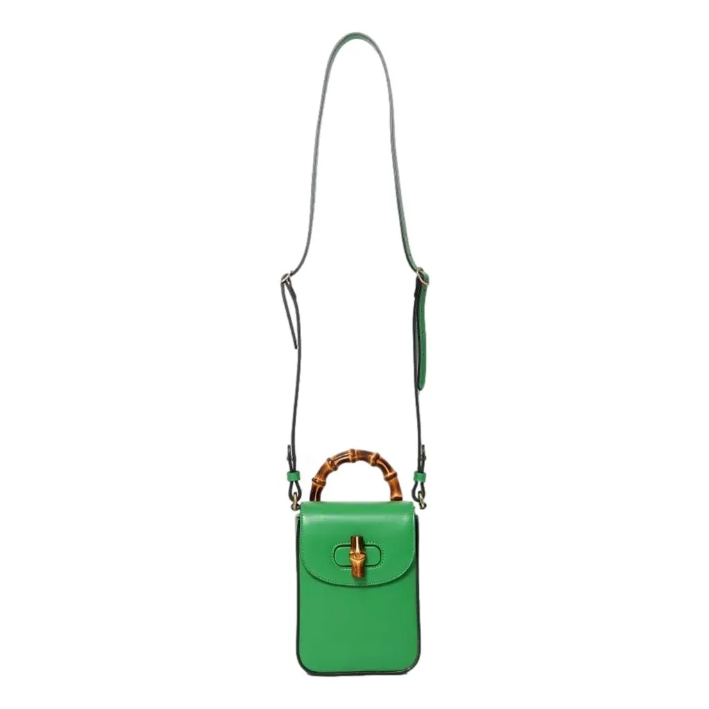 Gucci Bamboo Mini Handbag Top Handle Bag in Green Leather Green Leather Never worn, with tag - Back View