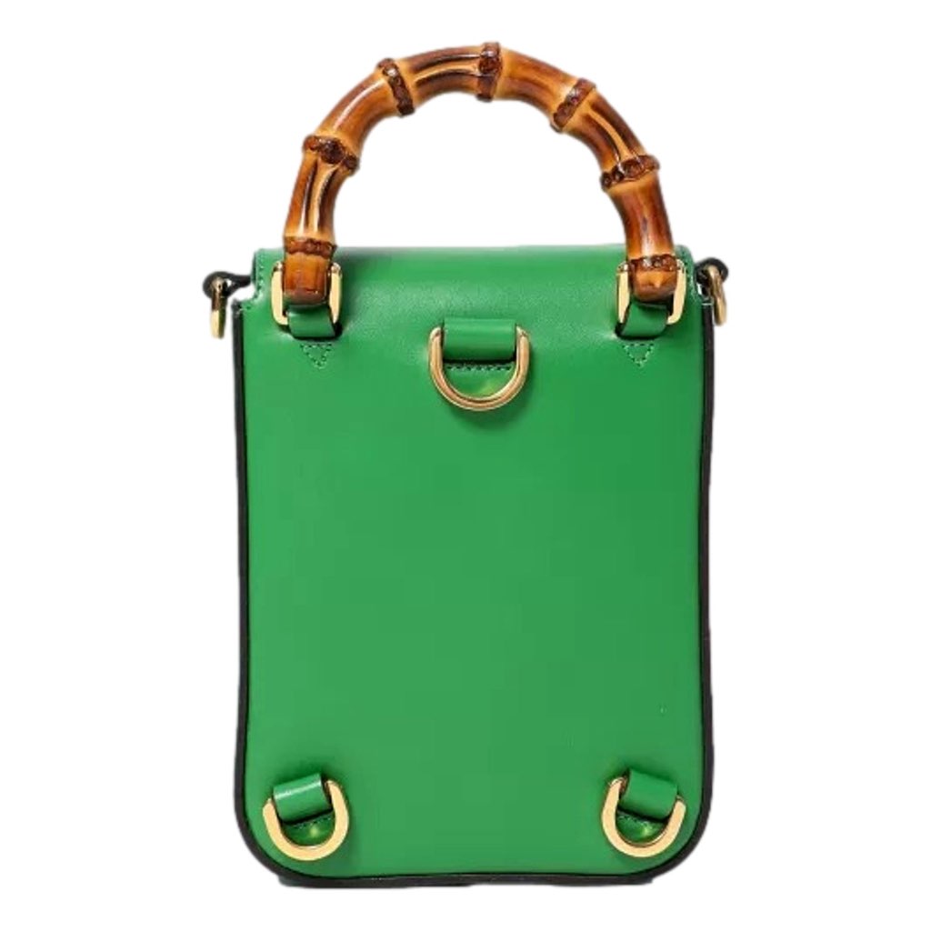 Gucci Gucci Bamboo Mini Handbag Top Handle Bag in Green Leather - 4