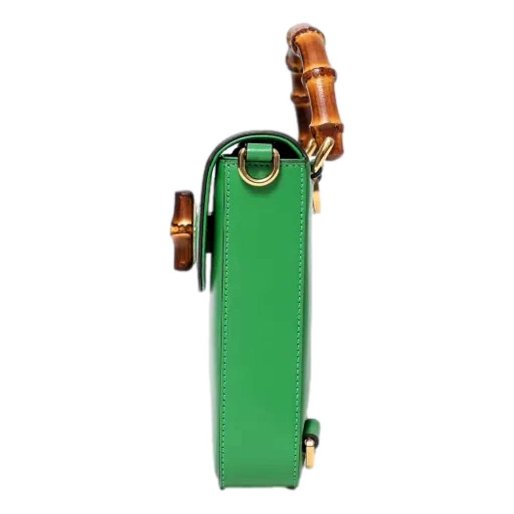 Gucci Gucci Bamboo Mini Handbag Top Handle Bag in Green Leather - Detail 1