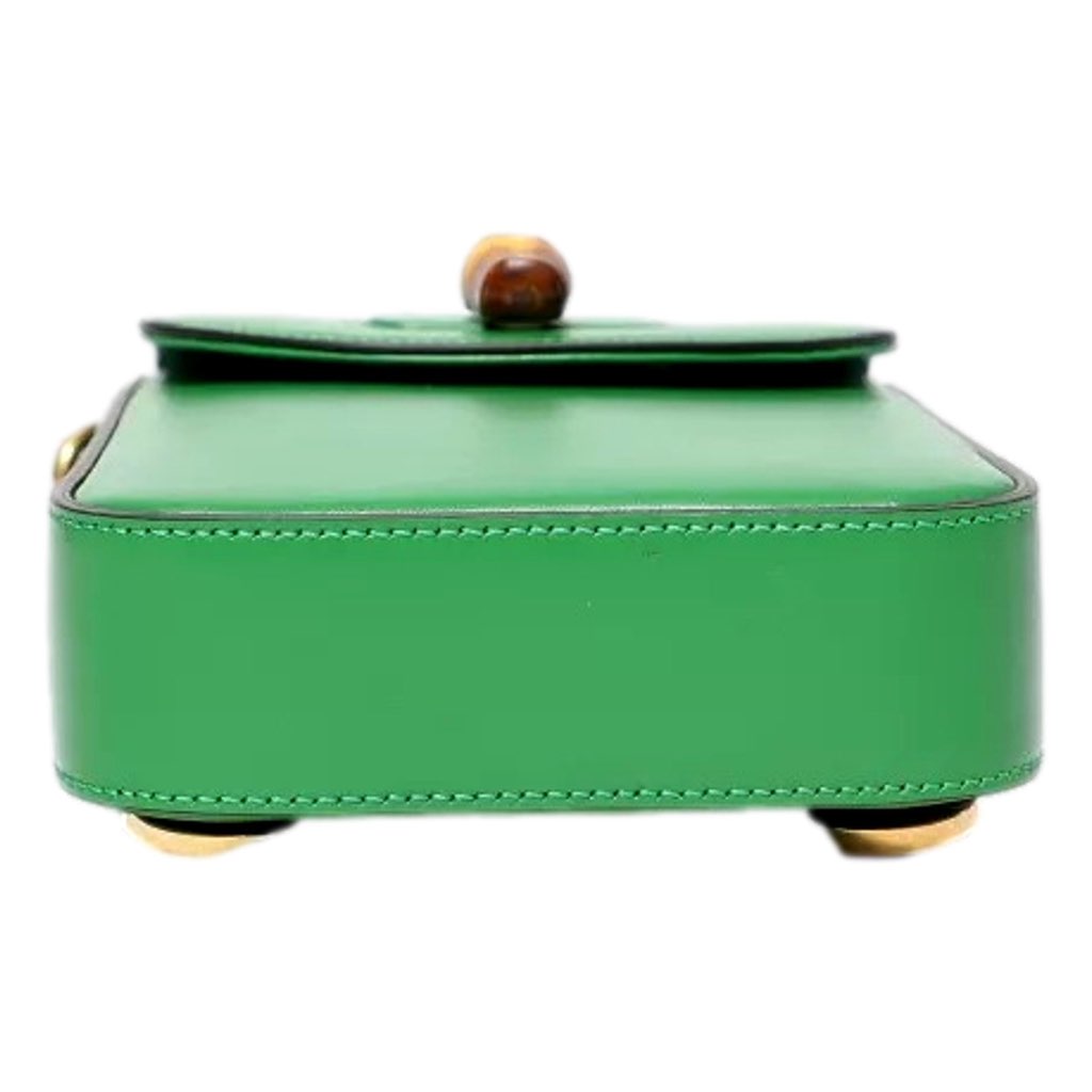 Gucci Gucci Bamboo Mini Handbag Top Handle Bag in Green Leather - Detail 2