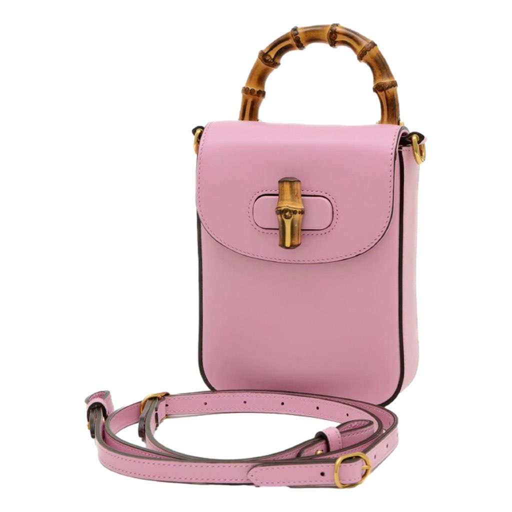 Gucci Gucci Bamboo Mini Handbag Top Handle Bag in Pink Leather
