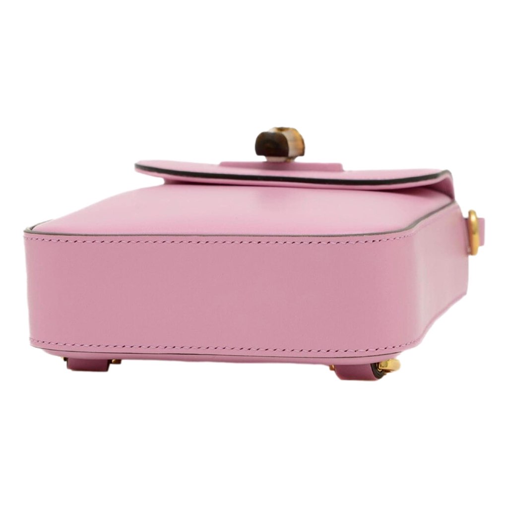 Gucci Gucci Bamboo Mini Handbag Top Handle Bag in Pink Leather - Side view