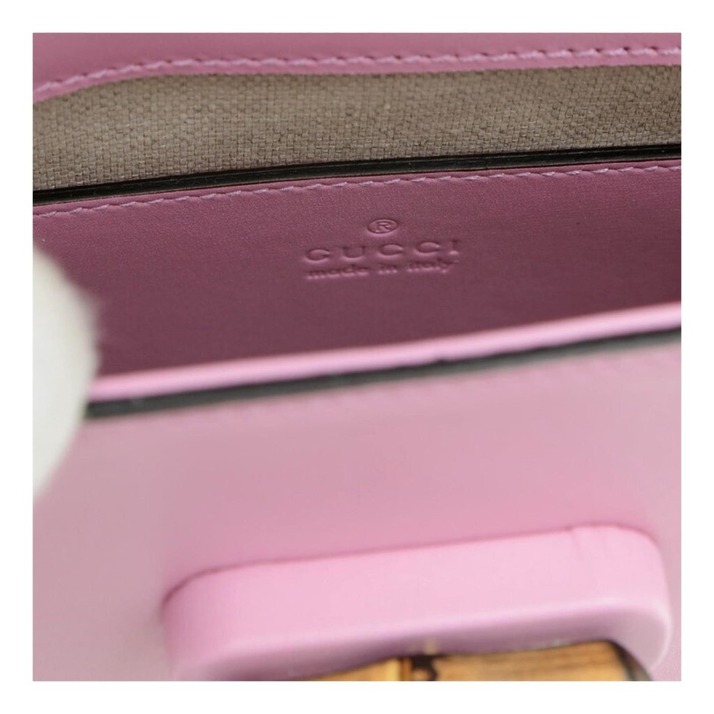 Gucci Gucci Bamboo Mini Handbag Top Handle Bag in Pink Leather - Detail 2