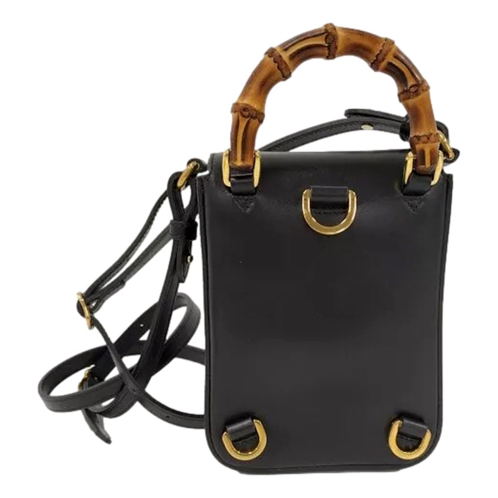 Gucci Gucci Bamboo Mini Handbag Top Handle Bag in Black Leather - Back view