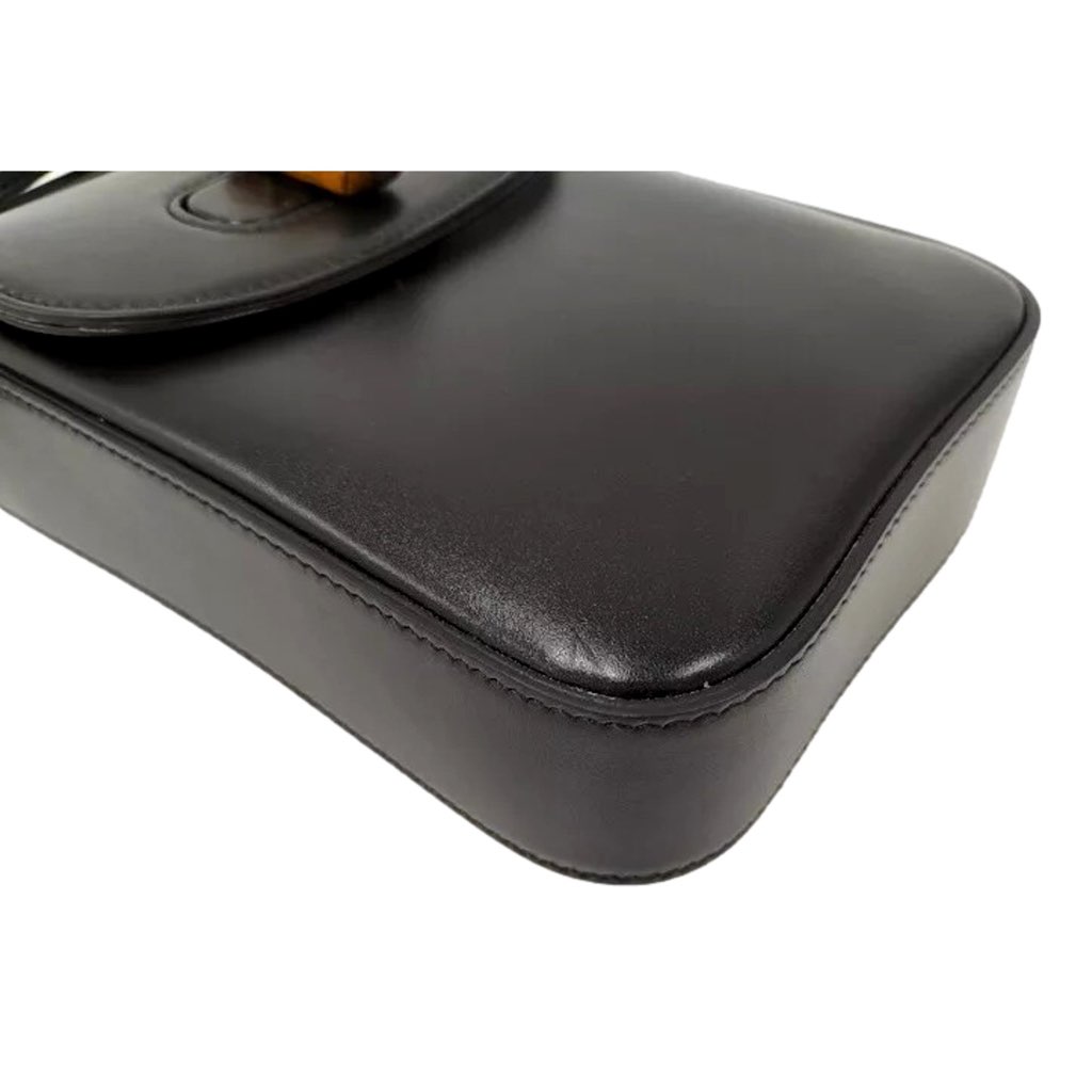 Gucci Gucci Bamboo Mini Handbag Top Handle Bag in Black Leather - Image 6