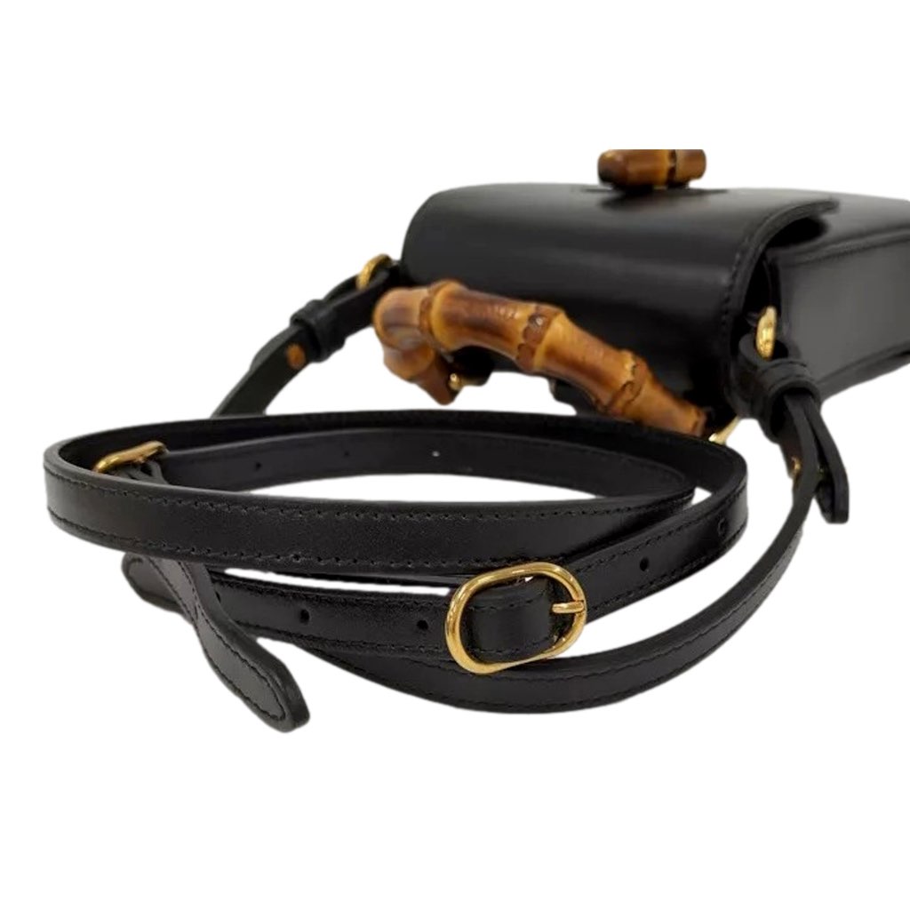 Gucci Gucci Bamboo Mini Handbag Top Handle Bag in Black Leather - Detail 2